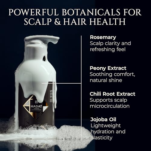 HADAT Root Strengthening Shampoo Hair Growth - Premium Rosemary Clarifying Shampoo for Oily Scalp - Moisturizing Volumizing - Sulfate Low, p-H Balanced, for Women & Men, 8.45 Fl Oz