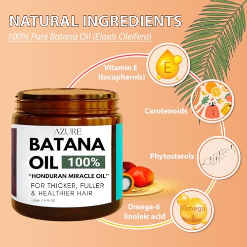 AZURE Batana Oil Paste for Hair Growth, 100% Pure Batana Paste for Nourishing Scalp, Strengthening Strands, Enhancing Shine & Softness - Honduras Sourced - For All Hair Types 4 Fl Oz (Pack of 1)