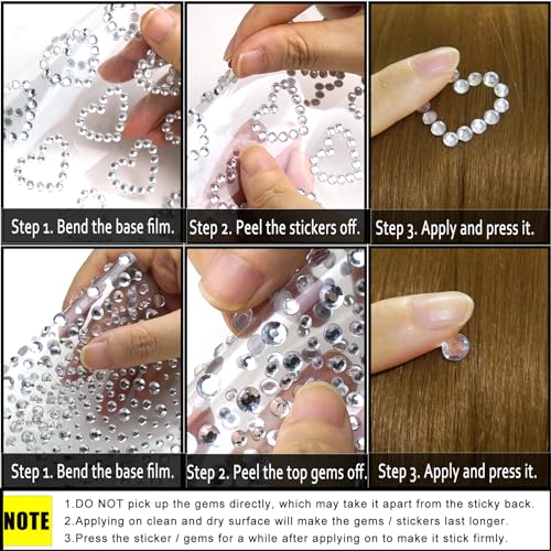 Hair Face Gems Jewels Self Adhesive Heart Numbers Letters Star Rhinestone Stickers, Stick on Rhinestones Stickers for Face, Hair, Makeup, Body, Crafts, Festival Decal Decor (5 Sheets, 463 Pcs)