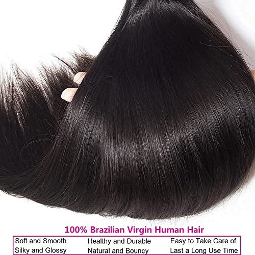 12A Human Hair Bundles 16 18 20 Inch Straight Human Hair 100% Unprocessed Brazilian Virgin Weave Hair 3 Bundles Deals