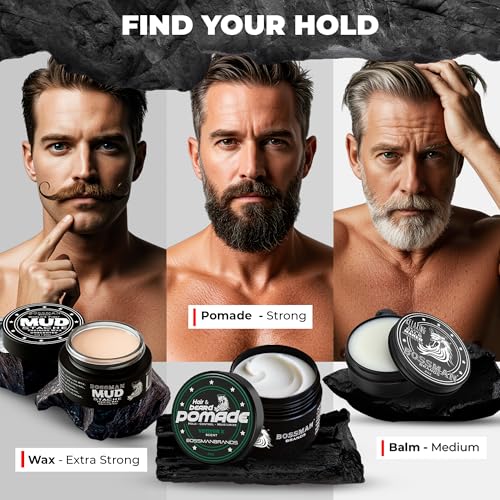 Bossman Natural Hair & Beard Pomade for Men (Vetiver X Scent) ? Medium Hold & Moisturizing for Hair, Beard & Mustache Styling ? Made in USA