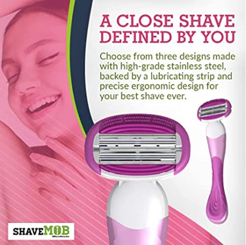 ShaveMOB 4-Blade Women's Razor Kit (Flex Head Handle + 24 Refills) - The Purist Shaving Kit
