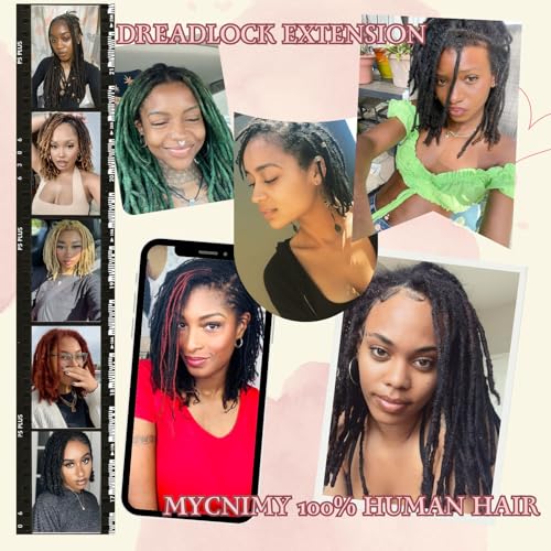 Loc Extensions Human Hair 0.4cm Thickness 8inch 100strands Dreadlock Extensions 100% Handmade Permanent Dreadlock Extensions for Man/Wome Can Be Dyed and Curled (Natual Black)