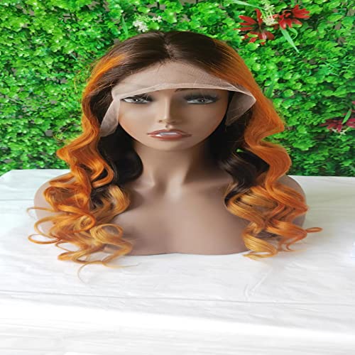 NICY Ombre Orange Ginger Colored Wigs Body Wave 13x6X1 T Parting Lace Front Wig Pre Plucked Human Hair Wigs 150% Indian Remy(24inch)