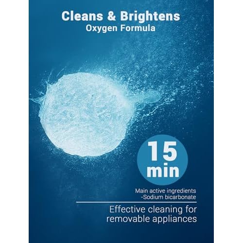 Retainer Cleaner Tablets (120 pcs), Denture Cleaning Tablets for Invisalign, Night Mouth Guard for Aligners, Remove Odors Stains and Plaque, Quick Cleanser, Mint Fresh Flavor, 4 Month Supply