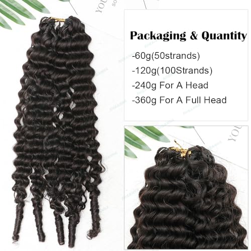 Feather Crochet Human Hair With Tight Curly Ends Invisible Knots Deep Curly Crochet Human Hair Extensions Knotless Pre-Separated 18inch 120g