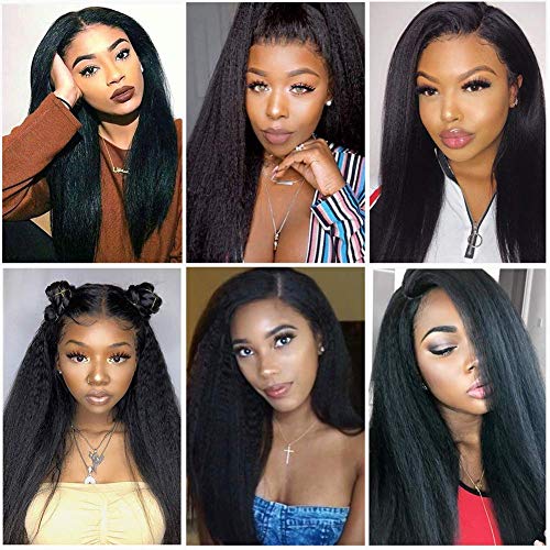 Urbeauty U Part Wig Human Hair Kinky Straight Human Hair Wigs, 22 inch Half Wig Italian Upart Human Hair Wigs for Black Women Upgraded U Shape Clip in Wigs Yaki Straight