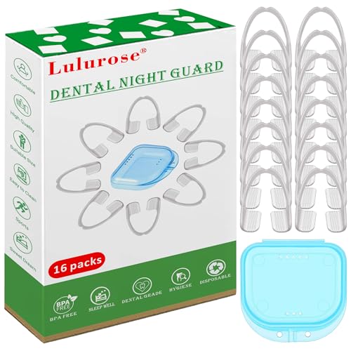 Mouth Guard Teeth Nighttime Protection 16 Count Mouth Guard for Grinding & Clenching Teeth with Hygiene Case | BPA Free Ready to Wear, Sleep Well, Disposable, One Size Fits All
