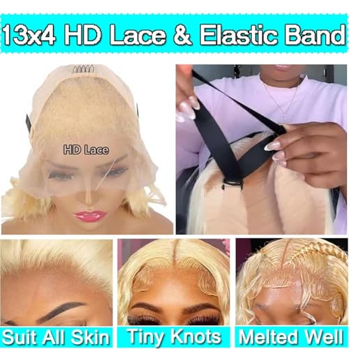 613 Lace Front Wig Human Hair 180 Density Blonde Wig Human Hair Wet and Wavy Wigs for Black Women Glueless HD Lace Frontal Wigs (28 Inch)