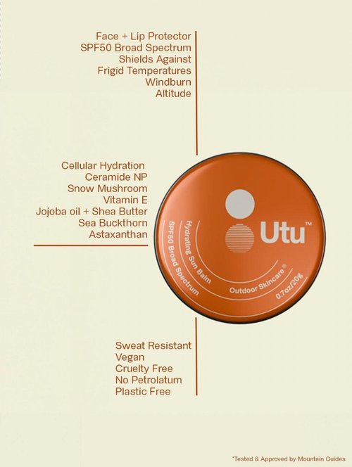 UTU - Hydrating Sun Balm Face & Lip Protector SPF 50 | Vitamin E, Snow Mushroom + Ceramide NP | Reef Safe, Cruelty Free, Broad Spectrum (20 g | 0.7 oz)