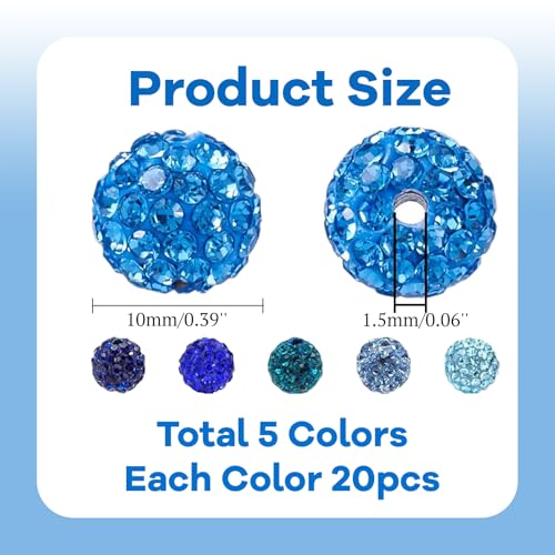 180 pcs Black Rhinestone Beads for Jewelry Making-10mm Round Disco Ball Beads Crystal Baseball Bead Bling Bead for Necklace Bracelet,DIY Craft Supplies,Earring Jewelry Making