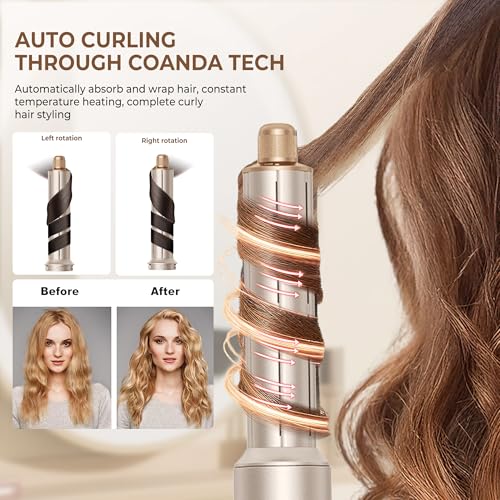 Ukliss 8 in 1 Hair Dryer Brush & Multi Hot Air Styler?Foldable 110,000 RPM Blow Dryer Brush Tool Set with Diffuser Auto-Wrap Curler for Fast Drying Curling Straightening Hair Daily Styling (1.25'')