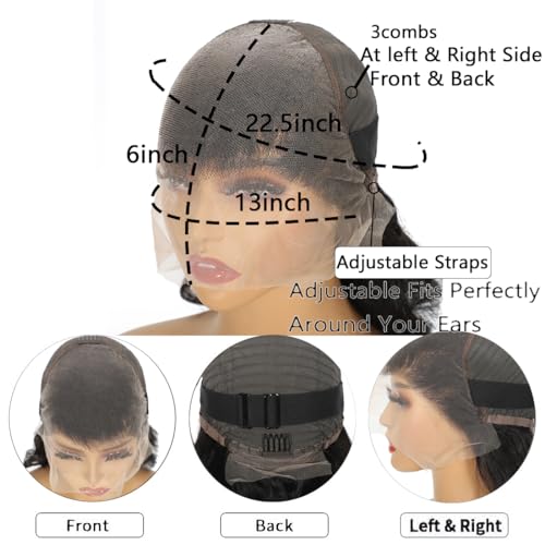 Body Wave Lace Front Wigs Human Hair 13x6 HD Lace Front Wig Human Hair Pre Plucked Glueless Wigs for Women (13x6 Body Wave, 32 inch)