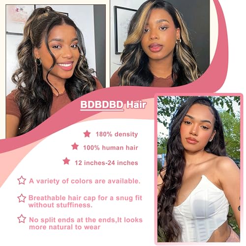 V Part Wig Human Hair Body Wave 100% Real Human Hair Upgrade U Part Human Hair Wig 180% Density Beginner Friendly Natural Color (24 inch)