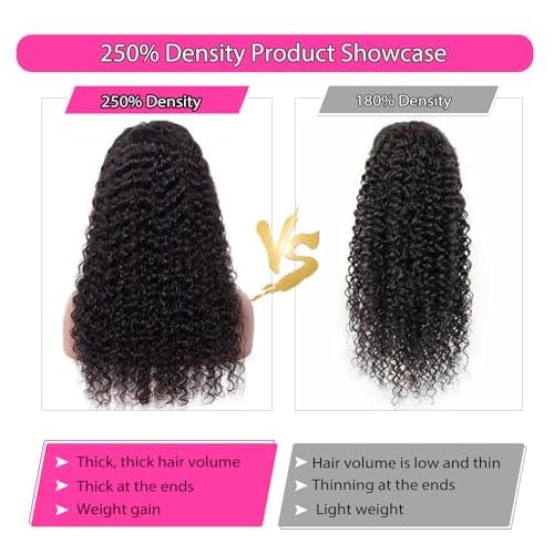 250 Density 30 Inch Deep Wave Lace Front Wigs Human Hair Hd Lace Front Wigs Curly Wig Wet And Wavy Pre Plucked 100% Real Human Hair No Synthetic Blend No Tangle No Shedding Triple Lifespan 3X