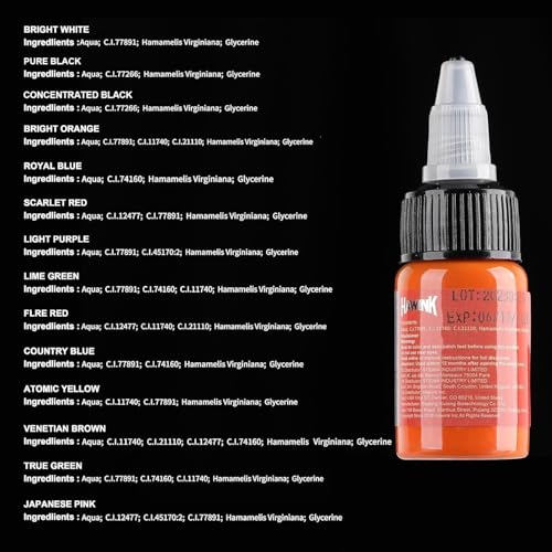 Hawink Tattoo Ink Set 1/2 oz (15ml) Tattoo Supply 14 Colors Pigment Kit Ink USA TI203-15-14