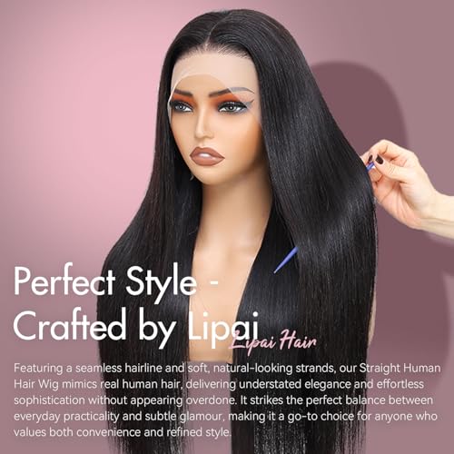 13x4 HD Lace Front Wigs Human Hair Straight Wigs for Black Women - 220% Density, Pre-Plucked Natural Hairline & Glueless Design for Effortless Style, 20 Inch