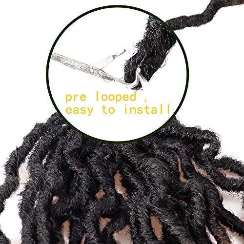 18 Inch Goddess Faux locs Crochet Hair 6 Packs/Lot Soft Gypsy Locs Wavy Crochet Braids Dreadlocks Curly Wavy Twist Braiding Hair Extensions African Roots Braid£¨1B)