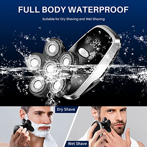 Head Shavers for Bald Men Rotary Electric Razor Cordless Electric Shaver Rechargeable Head Shaver Waterproof Mens Head Razor Multifunctional Shaving Grooming Kit for Balder (Black)