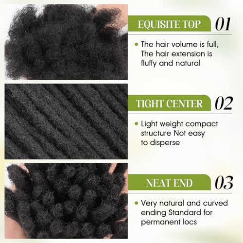 6Inch-18Inch Dreadlock Extensions Loc Extensions Human Hair for Men/Women 100% Real Human Hair (0.6CM Width-1B, 10 Inch-10 Strands)