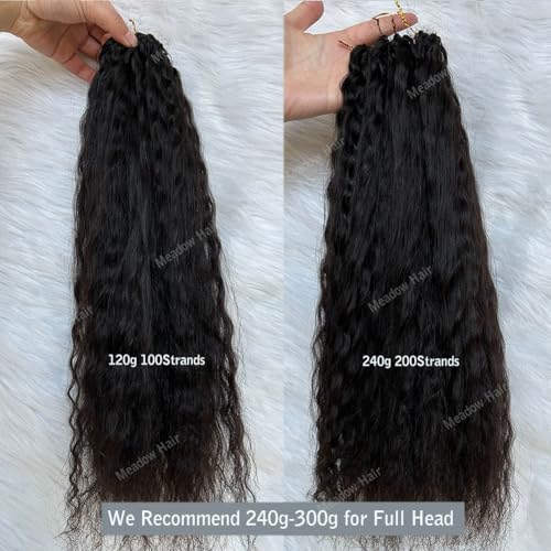 Knotless Crochet Human Hair Braids Extensions Pre Separated Wet and Wavy Brazilian Virgin Human Hair Braiding Bundles With Threading for Black Women Micro Link Meadow Hair 20inch 120g
