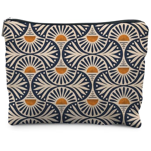 Boho Makeup Bag Gifts for Women, Sunset Leaf Aesthetic Makeup Pouch