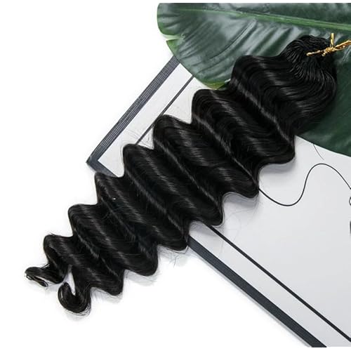 Deep Wave Knotless Pre-Separated Crochet Hair Extensions Human Hair Loose Wave Crochet Hair Natural Black Machine Made Feather Human Hair Extension 18inch 120g