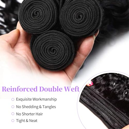 Curly Bundles Human Hair Kinky Curly Human Hair Bundles 100% Unprocessed Brazilian Virgin Hair Quick Weave Extensions for Women Natural Black 18 20 22 Inch