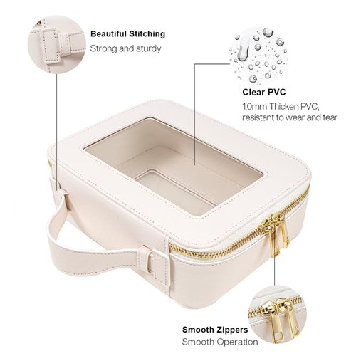 FFpaw Small Clear Makeup Bag with Makeup Brush Bag, Mini Makeup Pouch Car Organizer Bag Travel Toiletry Pouch Slim Makeup Brush Holder Makeup Bags Small with Zipper Purse Essential for Car