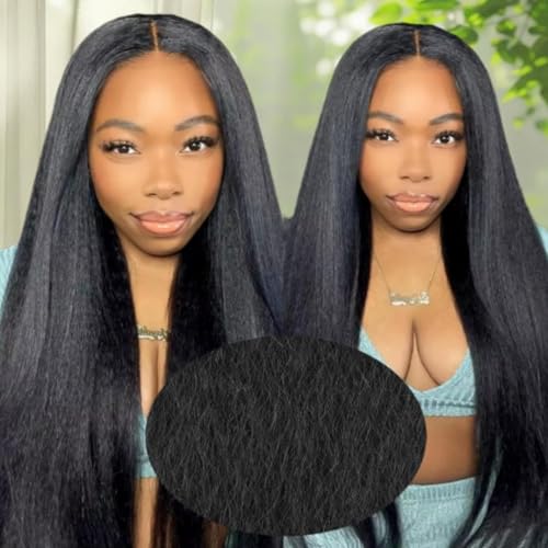 Kinky Straight Feather Crochet Hair Extensions Pre Looped Crochet Human Hair Curly For Black Women Pre Separated Knotless Crochet Hair 20Inch 120g