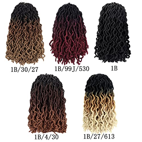 18 Inch Goddess Faux locs Crochet Hair 6 Packs/Lot Soft Gypsy Locs Wavy Crochet Braids Dreadlocks Curly Wavy Twist Braiding Hair Extensions African Roots Braid£¨1B)