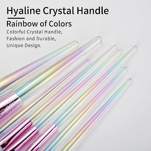Rainbow Crystal Makeup Brushes Set Professional, Vegan Makeup Brush Set with Case by ENZO KEN, Bedazzled Cosmetic Brushes Makeup Set, Sparkly Make up Brushes Set Professional, Makeup Brush Set Vegan.