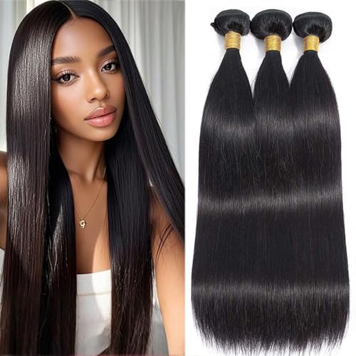 Human Hair Bundles Straight Bundles Human Hair Extensions 20 22 24 Inch 12A Brazilian Virgin 100% Unprocessed Raw Thick Straight Hair 3 Bundles Human Hair Natural Color