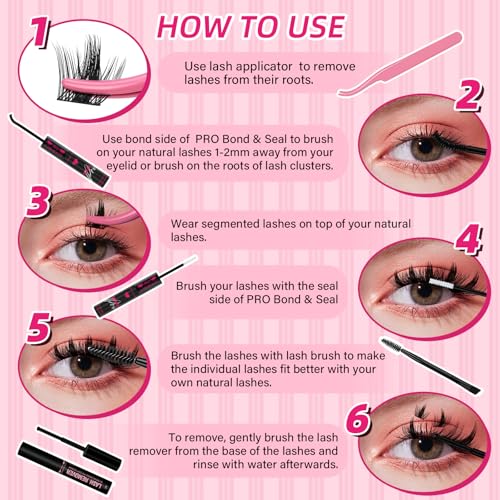 PRO LASHBEAUTY Manga Lash Clusters, California Sunset Lash Clusters Eyelash Clusters 10-18 Mixed Cluster Eyelash Extensions Reusable & Comfortable (Sunset, 10-18mix)