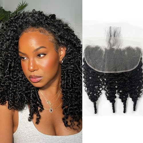 Burmese Curly 13x6 HD Lace Closure Pre Plucked Curly Closure HD Lace with Baby Hair HD Lace Closure Human Hair Free Part Natural Color Black 20 Inch