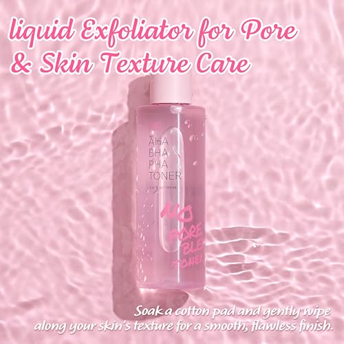 TOUCH IN SOL No Poreblem AHA BHA PHA Toner - Glycolic & Salicylic Acid Liquid Exfoliator - Makeup Prep & Pore Cleanser - Exfoliate, Soothe & Refresh Skin for Brighter Complexion