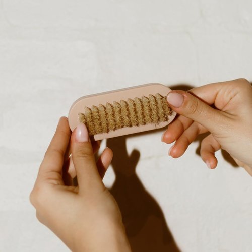 PAUME Hand & Nail Brush, Natural Boar-Bristle Dry Exfoliator & Deep-Clean for Hands & Fingernails, Wooden Handle, 1 Brush