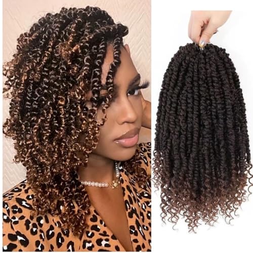 Passion Twist Crochet Hair, Passion Twist Crochet Hair Pre-Twisted 14 inch 8 Packs, Soft Pre Looped Curly Crochet Braid Hair Extension,Pre Looped Crochet Hair For Black Women(T30)
