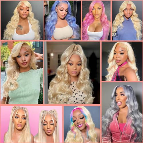 613 Lace Front Wig Human Hair 13x4 HD Transparent Blonde Lace Front Wigs Human Hair 28inch Blonde Body Wave Lace Front Wigs Human Hair Pre Plucked Glueless Blonde Wig Human Hair 180% Density
