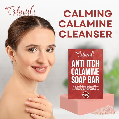 Calamine Soap Bar for Itching ? All Natural Instant Itch Relief ? Calming Calamine Soap for Itchy Skin, Insect Bite, Eczema, Poison Ivy Rash, Chicken Pox ? Pure Raw Anti-Itch Body Wash Made in USA