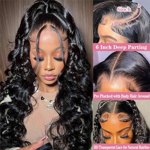 Luminary 32 Inch 13x6 Lace Front Wigs Human Hair Pre Plucked Body Wave Lace Front Wigs Human Hair 180% Density Body Wave HD Transparent Frontal Wigs Human Hair Lace Front Wigs for Women