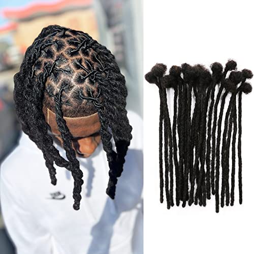 IXIMII 0.4cm Dreadlock Extensions Human Hair 100 Strands 8 inch Full Handmade Permanent Loc Extensions Natural Black Dreads with Needle and Comb for Men Women Kids,Can Be Dyed Bleached Curled