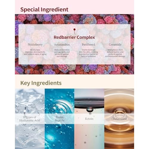 Redbarrier Cream | Anti-Aging Face Moisturizer with Peptides & Ceramides for Wrinkles & Skin Barrier Repair | Vegan Korean Skincare to Firm, Hydrate & Restore Radiance, 1.69 fl. oz.