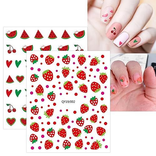 JMEOWIO 14 Sheets Cute Nail Stickers for Kids Nail Art Stickers Decals Self-Adhesive Pegatinas U?as Rainbow Flower Fruit Nail Supplies Nail Art Design Decoration Accessories
