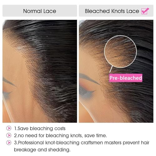 NEWMI 13x6 Lace Front Wigs Human Hair 200 Density Pre Plucked HD Transparent Lace Frontal Human Hair Wigs for Women Glueless Natural Black Straight Wig 26 inch