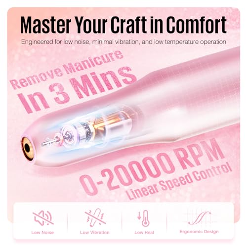 MEFA Nail Drill, Portable Electric Nail Drill with 6PCS Nail Drill Bits and Cuticle Oil Pen, Professional Nail File for Acrylic Gel Dip Powder, Manicure Pedicure Nail Set Efile Nail Drill for Salon