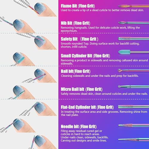 30Pcs Nail Drill Bits Set: 3/32 Inch Carbide Cuticle Ceramic Diamond Nail Bits for Nail Drill for Acrylic Gel Nail Manicure Pedicure Remover Tools for Home Salon