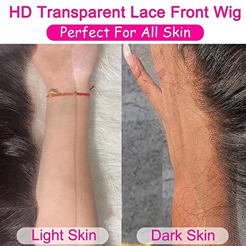 1B 30 Ombre Color Body Wave Short Bob Highlight Wig Short Loose Wavy 13x6 HD Transparent Lace Frontal Human Hair Wig with Baby Hair Bleached Knots Glueless Brazilian Virgin Human Hair Wigs for Women