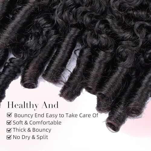Burmese Curly Bundles Human Hair 16 18 20 Inches 3C4A Water Wave Quick Weave with Spiral Curly End 100% Unprocessed Kinky Curly Human Bundles in Hair Extensions Natural Black
