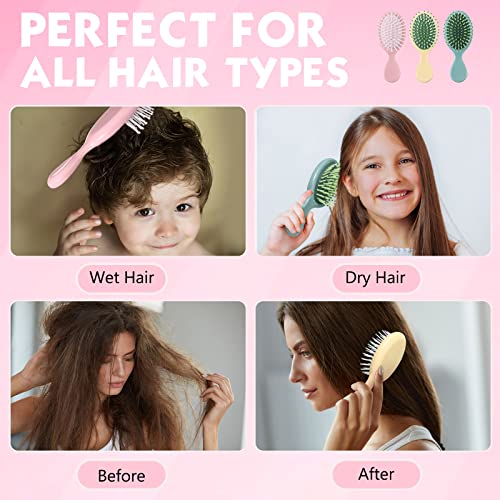 56 Pcs Mini Wet Hair Brush Hair Combs Set 28 Small Pocket Travel Detangler Brush 28 Colorful Combs Toddler Mini Detangling Brushes Soft Bristles for Women Baby Girls Kids(Classic Color)